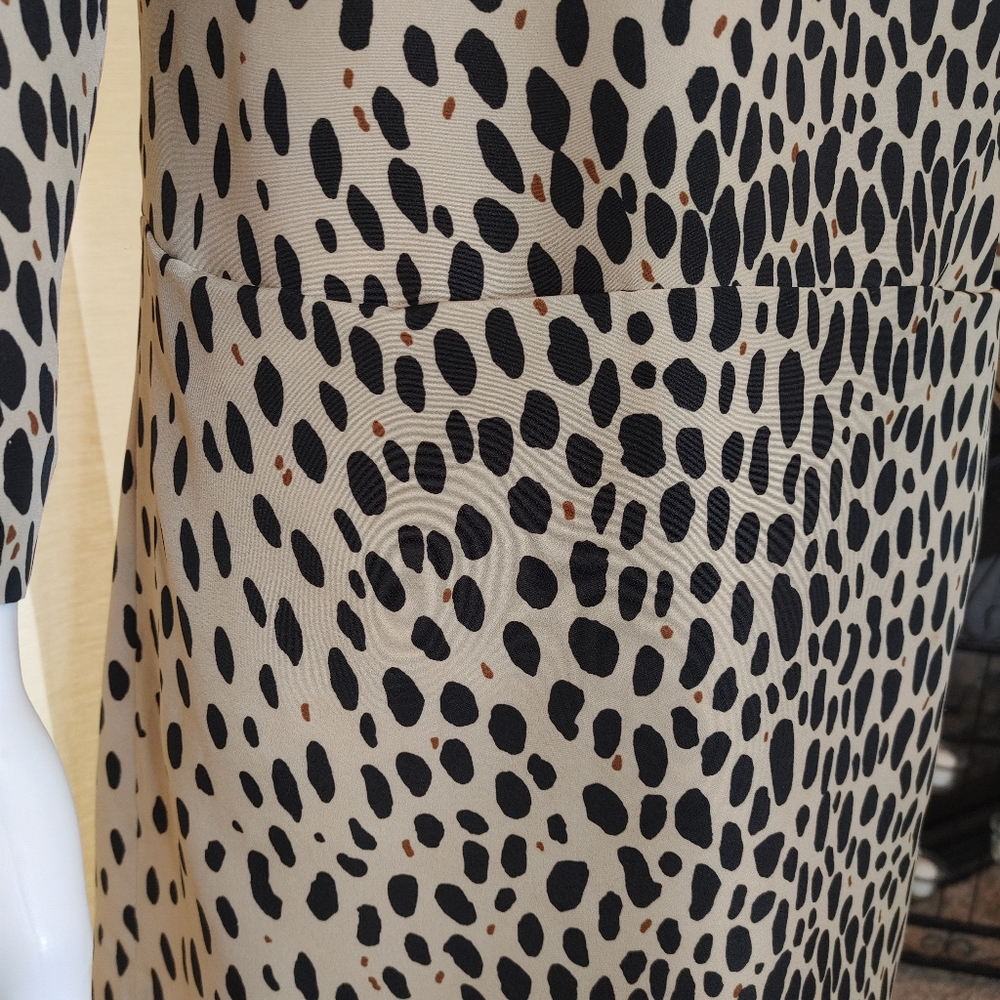 JCREW LEOPARD SHIFT DRESS WITH POCKETS, CAMEL/BLACK  2 - Picture 4 of 9